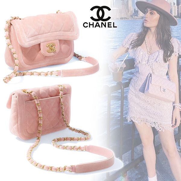 22CR【シャネル】ミニ フラップ バッグ 偽物 ベルベット AS2957B07370NG588